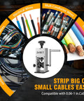 Heavy Duty Wire Stripper Machine With Hand Crank Or Drill Power in workshop with various types of cables and wires.