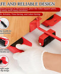 Image showing a hand using a Heavy Duty Furniture Lift Mover Tool Set with Wheels lifting a wooden furniture piece safely.