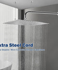 Square Rain Shower Head With Extension Arm 16 Inch Chrome Finish Delivers Full Body Coverage With Rainfall And Waterfall Modes