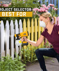 Heavy Duty Cordless Paint Sprayer With Variable Spray Settings And Four Copper Tips For Smooth Wall Fence And Cabinet Coating Jobs That Deliver Crisp Edges And Hassle Free Cleanup For Any Weekend Warrior in use on a white fence.
