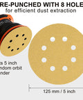 5 inch sanding disc set with 8 holes shown on random orbital sander, part of 110 Piece 5 Inch 8 Hole Sanding Disc Set With Aluminum Oxide Grits 60 Through 1000 For Wood Plastic Rust Removal And Finishing On DIY Friendly Random Orbital Sander Pads