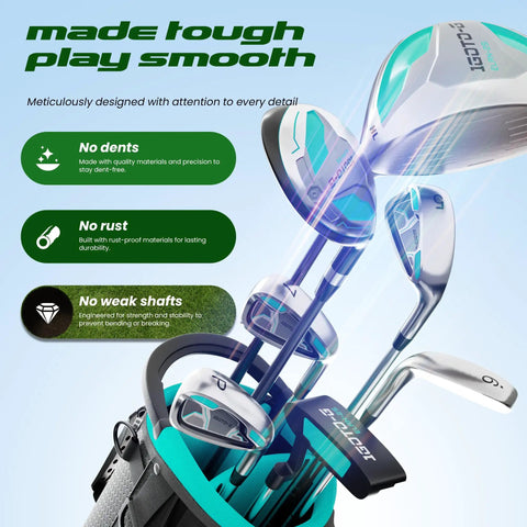 Women Left-Handed 9-Piece Golf Club Set With Stand Bag And Rain Hood Includes Driver Hybrid Irons 5 Through PW And Putter