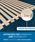 Queen Bunkie Board with Vertical Wood Slats Box Spring Replacement Reinforces Weak Frames Creates Solid Platform Foundation Zero Flex Heavy Duty 60x80 showing slat thickness and spacing detail.