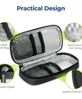 Open view of Insulin Cooler Travel Case with Two 90g TSA Ice Packs, showing mesh bag, aluminum foil lining, and Oxford cloth design.