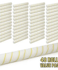 Killer 18 Inch Shedless Paint Roller Cover Haul 48 Pack Lint Free With End Caps Professional Grade showing stacked rollers.