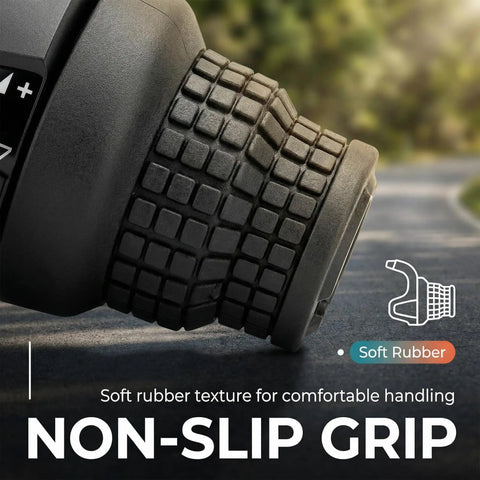 7 Speed Twist Shifter Lever For MTB And Folding Bikes With Ergonomic Grip and Crisp Shifts showing soft rubber non-slip grip