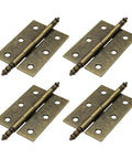 Four Pack Antique Bronze Folding Butt Hinges Measuring 2.5 By 1.69 Inches For Cabinet Doors Rustic Windows Wood Boxes And Heavy Duty Vintage Brass Finish.