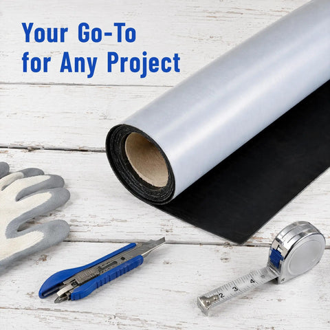 Heavy Duty Epdm Rubber Roofing Membrane Drop Dead Easy Peel And Stick Self Adhesive Flashing Roll with tools on wood surface.