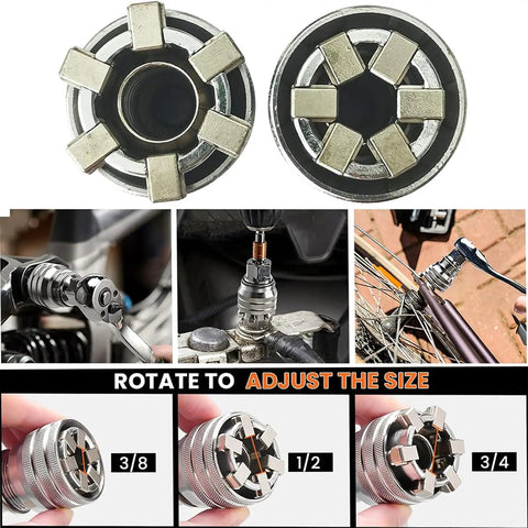 Two Pack Universal Socket Wrench Tool Set, Adjustable 10 To 19mm Universal Socket For Three Eighths Inch Drive Ratchet Or Power Drill, All In One Maintenance Tool For Tackling Damaged, Rounded, And Rusted Fasteners With No Hassle.