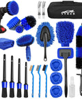 All In One 26 Piece Car Detailing Brush Set With Drill Brushes And Wire Scrubbers Interior Exterior Cleaning Kit displayed.