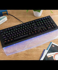Slick 108 Key Mechanical Gaming Keyboard With Crisp Blue Switches And Smooth Usb Wired Setup features sweet LED backlit effects.