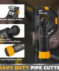 Heavy Duty Mini Pipe Cutter Tool One Eighth Inch To Two Inch With Deburring Reamer showing cutting blades and rollers