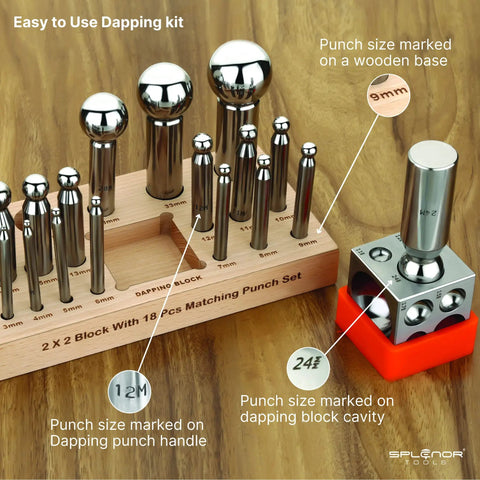 Steel Dapping Block And Dapping Punch Set For Jewelry Making And Metal Forming Die Shaping Doming Tools Pro Grade Durable