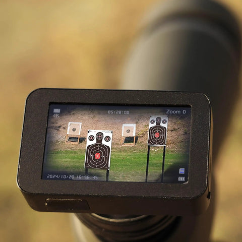 Pro Grade Spotting Scope Camera For Hunting And Camping With Adjustable Wireless Live HD Video And Dual Light For Target Shooting And Wildlife Watching displaying target view on screen