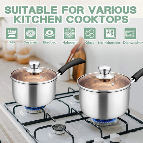 1 Qt Stainless Steel Saucepan With Lid For Gas And Electric Stoves Camping And Travel Healthier Cooking No Cap Rust Free 18 10 Nonreactive Pot on stovetop