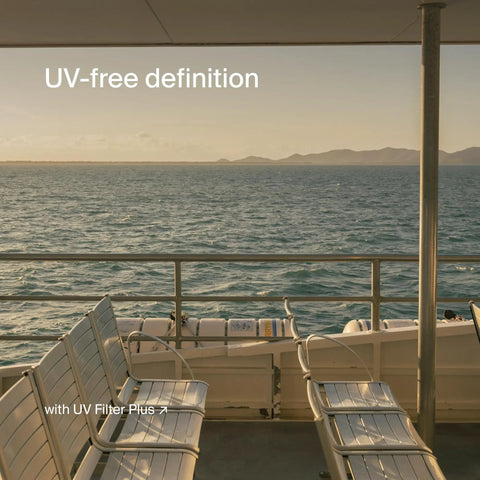 Ocean view from a boat with clear horizon, showcasing the effect of the 49mm UV Lens Filter Plus Ultra Slim Shield With 30 Layer Nano Coating.