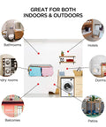 Wall Mounted Retractable Laundry Drying Rack With Wood Look Finish 40 Inch Wide Space Saving Clothes Dryer in various settings.