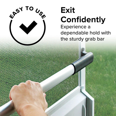 RV Screen Door Cross Bar For Campers And Travel Trailers, Shields Your Screen Door From Smacks And Damage, Makes Exiting A Breeze, Adjustable From 21 5/8 To 28 5/8 Inches, Durable Travel Trailer Accessory, aluminum grab bar on RV screen door