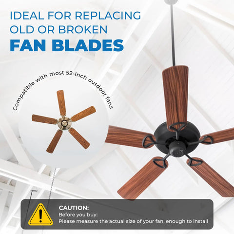 Oak And Walnut Finish 52 Inch Ceiling Fan Blade Replacement Set installed on indoor fan
