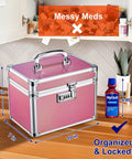 Pink Three Digit Combination Lock Box For Medication And Valuables Portable Locking Storage Case Ten By Seven By Nine Inches