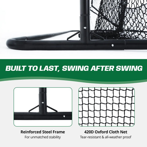 All In One Golf Practice Net With Mat For Backyard And Garage Training Portable Driving Cage frame and net features