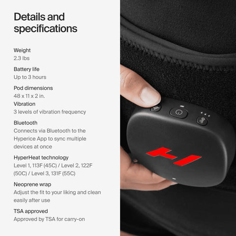Hand adjusting control pod of Venom 2 Back Wrap With Next Level Heat And Vibration For Fast Pain Relief Soreness And Inflammation