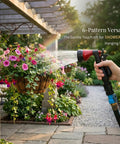 Heavy Duty Metal Hose Nozzle With Adjustable Spray Patterns For Watering Plants, Washing Cars, Showering Dogs And Pets, Rugged Zinc Alloy Build With Anti Rust Finish And Comfortable Grip used for watering hanging flowers.