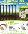 Illustration of 60 flexible stakes for White Picket Fence Garden Edging Border 33 Foot Long Easy Install With 60 Flexible Stakes No Dig