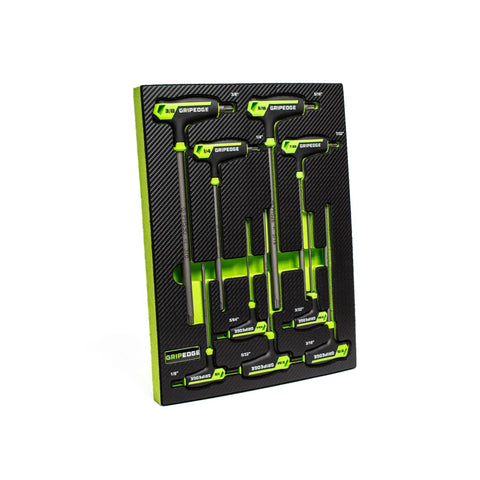 Nine Piece SAE Hex T Handle Driver Set With Bi Directional Torque And RPT Technology in foam tray, S2 steel