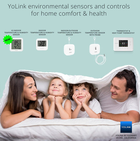 Outdoor Temperature And Humidity Sensor With 1000 Foot Range And Two Year Battery Life Real Time App Text Email Alerts Works With Alexa And IFTTT No Monthly Subs Hub Required outdoor sensor display with family in bed