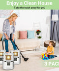Woman vacuuming carpet near a child with 3 Pack Replacement Disposable Vacuum Bags For 5-8 Gallon Wet Dry Vacuums Type E And Type H