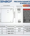 NDR-120-24 Beefy 24V DC DIN Rail Power Supply dimensions and wiring specifications chart