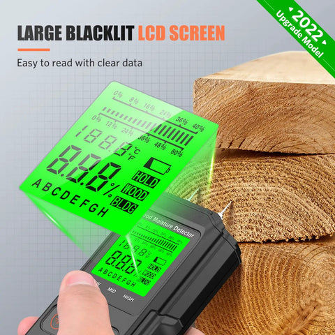 Super Handy Digital Moisture Meter for Checking Lumber Firewood Drywall Walls and Building Materials Features Backlit LCD Display