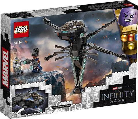 Marvel Black Panther Dragon Flyer Building Kit 76186 Toy Set With 3 Minifigures Black Panther Shuri And Chitauri Warrior