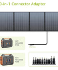 10-in-1 connector adapter for 40W Portable Foldable Solar Panel Charger with Kickstand, compatible with power stations.