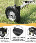 8 Inch Heavy Duty Rubber Gate Wheel Caster For Metal Tube Gates Side Mount Wheel Fits 1-5/8 To 2 Inch OD Round Tube Frames