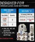 Built Tough 8 Way Battery Terminal Connector Block Metallic Silver 4 input design for various lead-acid batteries.
