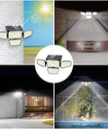 Cordless Outdoor Solar Flood Lights With 270 LED And 3000LM Motion Sensor IP65 Waterproof 4 Heads 3 Modes in various setups