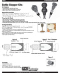 Diagram for Premium Stainless Steel Bottle Stopper Kit For Woodturning Lathes detailing assembly and turning steps.