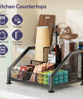 Countertop Coffee Bar Organizer With Tiered Shelves Space Saving K Cup Holder And Pod Storage For Pods Sugar Syrup Cups Stirrers
