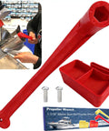Must-Have Polymer Propeller Wrench Kit 1-1/16 Inch With Prop Stop Block shown with red boat prop tool and two pins