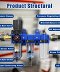 Three Eighths Inch NPT All In One Heavy Duty Compressed Air Filter Regulator Lubricator Combo Water And Oil Trap Separator