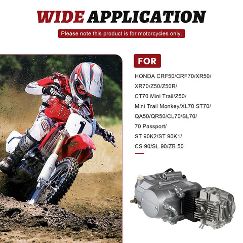 Motorcycle and 125cc 4 Stroke Engine Kit With Manual Clutch For Honda CRF50 XR50 CRF70 Z50R QR50 shown in use.