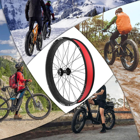 26X4.0 Fat Tire Front Wheel For Mountain Bike With 135mm Hub And 9mm Quick Release Aluminum Alloy Disc Brake 36 Spokes 14G