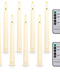 8 Piece Flameless Taper Candles With Two Remotes And Timer Eight Inch 3D Wick Floating Flicker Led Window Candles Battery Operated