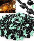100 Pieces Adhesive Cable Clips For Wall Under Desk Car Office And Home, visible clips and application with lights.