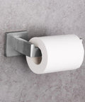 Brushed Nickel Square Bathroom Accessories Set With 24 Inch Towel Bar Wall Mounted Tough Stainless Steel Hardware Includes Hand Towel Holder Toilet Paper Roll Dispenser And Two Robe Hooks For Easy Organization In Any Modern Bath toilet paper dispenser close-up