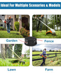Collage of gardeners using Beefy String Trimmer Head For SRM 225 And SRM 230 With Speed Feed 400 Style by fence, garden, lawn, farm.