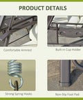 Product details of Two Person Patio Swing Bench With Adjustable Shade Canopy Cushions Throw Pillows And Tray Beige Outdoor Seating