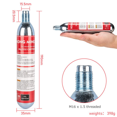 Top Shelf 88 Gram CO2 Cartridges For Paintball Guns Pellet Guns BB Guns And Airsoft With M16 x 1.5 Threaded Fitting Delivers Consistent Gas Every Time 2 Pack
